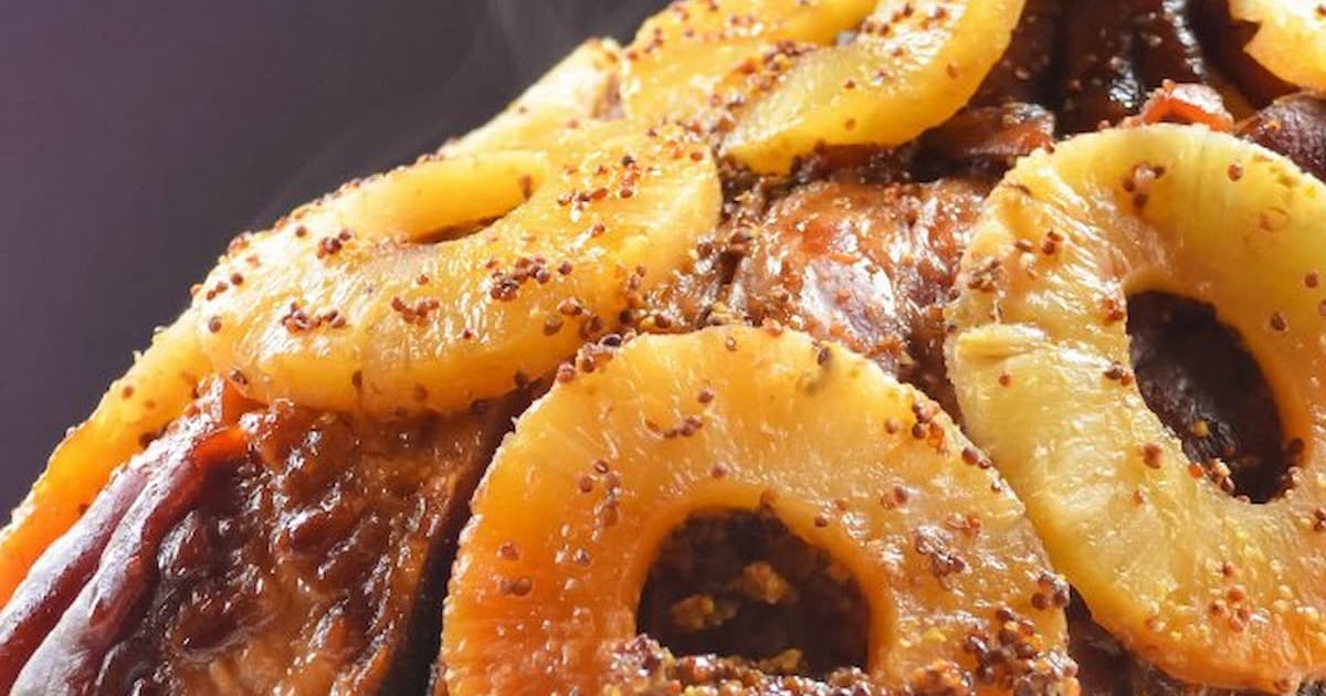 Slow Cooker Pineapple Honey Mustard Baked Ham